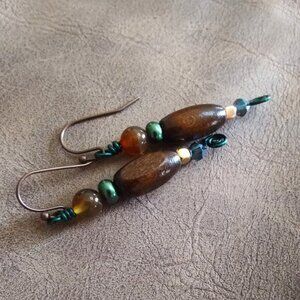 Handmade: Fall Stack Earrings! Beaded! Mixed Media ~ Each Pair is different!